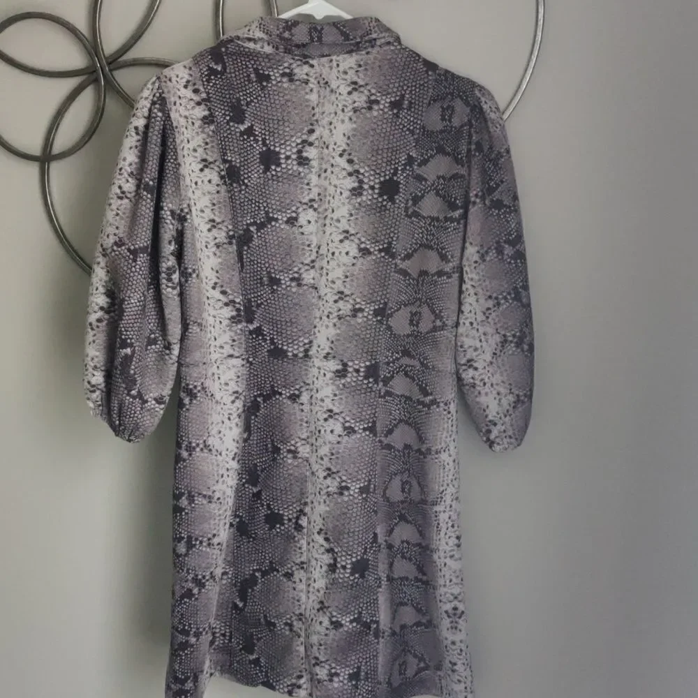 THML Snake Print Dress With Puff Sleeves